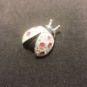 Vtg Roman Ladybug Pave Rhinestone Brooch